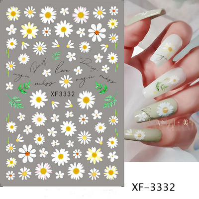 Χαλκομανία νυχιών Καλοκαιρινή χαριτωμένη με πέντε πέταλα λουλούδια πολύχρωμα λουλούδια πίσω Κόλλα αυτοκόλλητα νυχιών Διακόσμηση για συμβουλές για νύχια ομορφιά