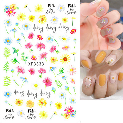 Χαλκομανία νυχιών Καλοκαιρινή χαριτωμένη με πέντε πέταλα λουλούδια πολύχρωμα λουλούδια πίσω Κόλλα αυτοκόλλητα νυχιών Διακόσμηση για συμβουλές για νύχια ομορφιά