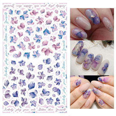 Χαλκομανία νυχιών Καλοκαιρινή χαριτωμένη με πέντε πέταλα λουλούδια πολύχρωμα λουλούδια πίσω Κόλλα αυτοκόλλητα νυχιών Διακόσμηση για συμβουλές για νύχια ομορφιά