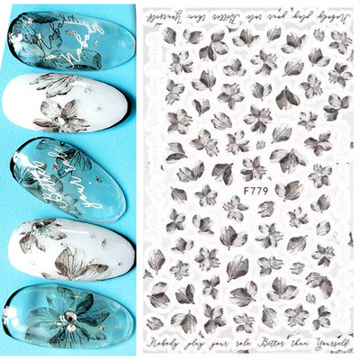 Χαλκομανία νυχιών Καλοκαιρινή χαριτωμένη με πέντε πέταλα λουλούδια πολύχρωμα λουλούδια πίσω Κόλλα αυτοκόλλητα νυχιών Διακόσμηση για συμβουλές για νύχια ομορφιά