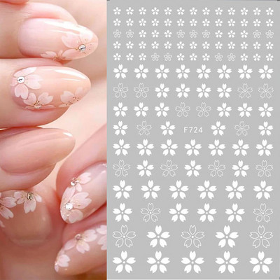 Χαλκομανία νυχιών Καλοκαιρινή χαριτωμένη με πέντε πέταλα λουλούδια πολύχρωμα λουλούδια πίσω Κόλλα αυτοκόλλητα νυχιών Διακόσμηση για συμβουλές για νύχια ομορφιά