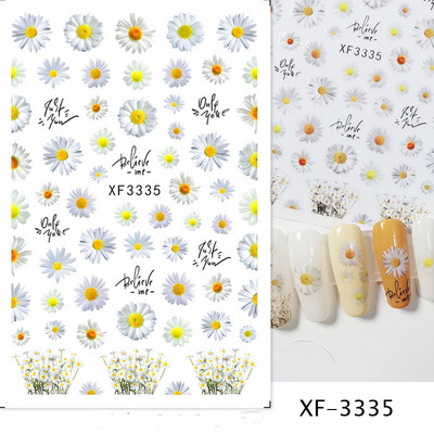 Χαλκομανία νυχιών Καλοκαιρινή χαριτωμένη με πέντε πέταλα λουλούδια πολύχρωμα λουλούδια πίσω Κόλλα αυτοκόλλητα νυχιών Διακόσμηση για συμβουλές για νύχια ομορφιά