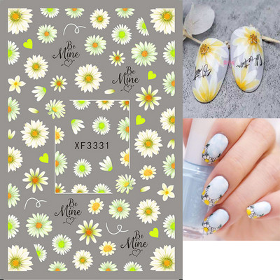 Χαλκομανία νυχιών Καλοκαιρινή χαριτωμένη με πέντε πέταλα λουλούδια πολύχρωμα λουλούδια πίσω Κόλλα αυτοκόλλητα νυχιών Διακόσμηση για συμβουλές για νύχια ομορφιά