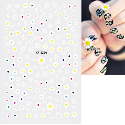 Χαλκομανία νυχιών Καλοκαιρινή χαριτωμένη με πέντε πέταλα λουλούδια πολύχρωμα λουλούδια πίσω Κόλλα αυτοκόλλητα νυχιών Διακόσμηση για συμβουλές για νύχια ομορφιά