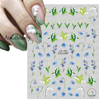 Χαλκομανία νυχιών Καλοκαιρινή χαριτωμένη με πέντε πέταλα λουλούδια πολύχρωμα λουλούδια πίσω Κόλλα αυτοκόλλητα νυχιών Διακόσμηση για συμβουλές για νύχια ομορφιά