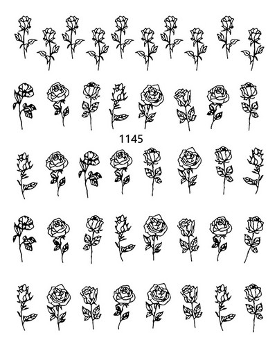 Χαλκομανία νυχιών Καλοκαιρινή χαριτωμένη με πέντε πέταλα λουλούδια πολύχρωμα λουλούδια πίσω Κόλλα αυτοκόλλητα νυχιών Διακόσμηση για συμβουλές για νύχια ομορφιά