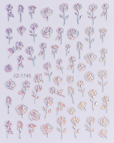 Χαλκομανία νυχιών Καλοκαιρινή χαριτωμένη με πέντε πέταλα λουλούδια πολύχρωμα λουλούδια πίσω Κόλλα αυτοκόλλητα νυχιών Διακόσμηση για συμβουλές για νύχια ομορφιά