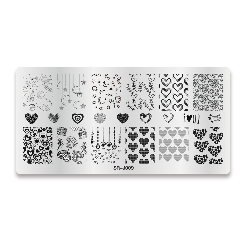 Mtssii 1PC Πρότυπο σφράγισης νυχιών Moon Star Planet Earth Flower Planet Love of Valentine`s Day Rectangle Nail Art Stamping Plate