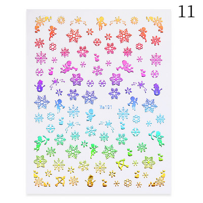 1 PC Πολύχρωμο ολογραφικό χριστουγεννιάτικο αυτοκόλλητο νυχιών Shine Glitter Snowflake Elk Santa Claus Transfer Slider Χειμερινά τρισδιάστατα αυτοκόλλητα νυχιών