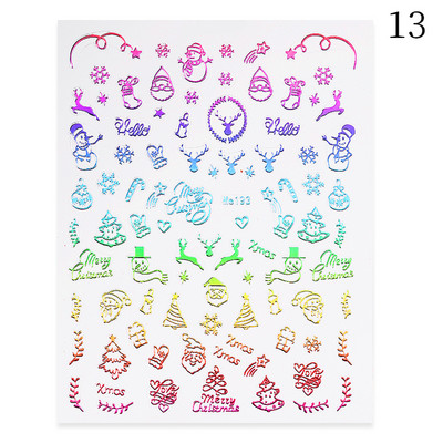1 PC Πολύχρωμο ολογραφικό χριστουγεννιάτικο αυτοκόλλητο νυχιών Shine Glitter Snowflake Elk Santa Claus Transfer Slider Χειμερινά τρισδιάστατα αυτοκόλλητα νυχιών