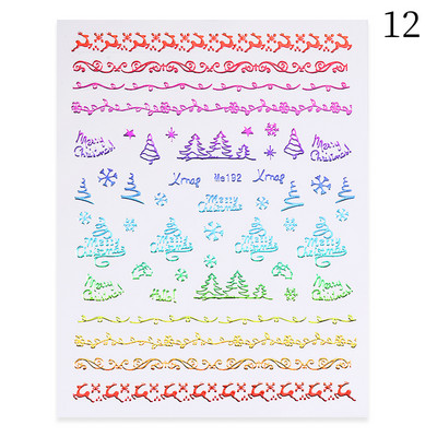 1 PC Πολύχρωμο ολογραφικό χριστουγεννιάτικο αυτοκόλλητο νυχιών Shine Glitter Snowflake Elk Santa Claus Transfer Slider Χειμερινά τρισδιάστατα αυτοκόλλητα νυχιών
