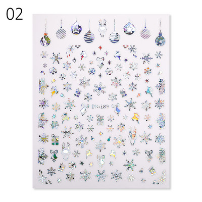 1 PC Πολύχρωμο ολογραφικό χριστουγεννιάτικο αυτοκόλλητο νυχιών Shine Glitter Snowflake Elk Santa Claus Transfer Slider Χειμερινά τρισδιάστατα αυτοκόλλητα νυχιών