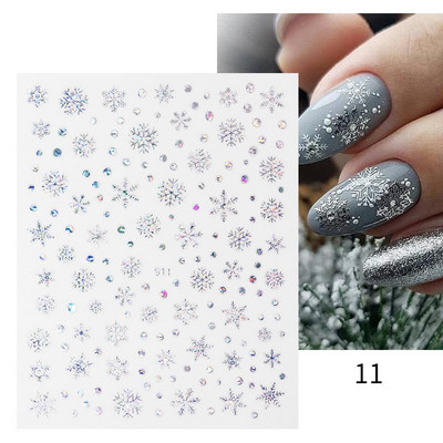 1 PC Πολύχρωμο ολογραφικό χριστουγεννιάτικο αυτοκόλλητο νυχιών Shine Glitter Snowflake Elk Santa Claus Transfer Slider Χειμερινά τρισδιάστατα αυτοκόλλητα νυχιών