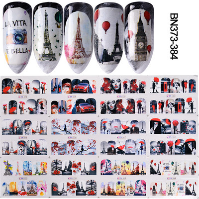 Αυτοκόλλητο για νύχια με δέρμα ζώου Leopard Tiger Wild Sexy Water Decal Μαύρο καφέ Love Foil Slider Χειμερινά νύχια Διακόσμηση LABN1573-1584