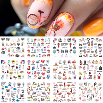 Αυτοκόλλητο για νύχια με δέρμα ζώου Leopard Tiger Wild Sexy Water Decal Μαύρο καφέ Love Foil Slider Χειμερινά νύχια Διακόσμηση LABN1573-1584