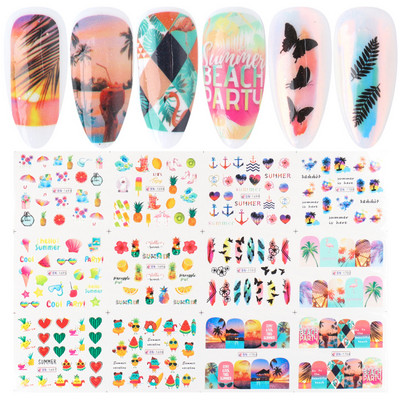 Αυτοκόλλητο για νύχια με δέρμα ζώου Leopard Tiger Wild Sexy Water Decal Μαύρο καφέ Love Foil Slider Χειμερινά νύχια Διακόσμηση LABN1573-1584