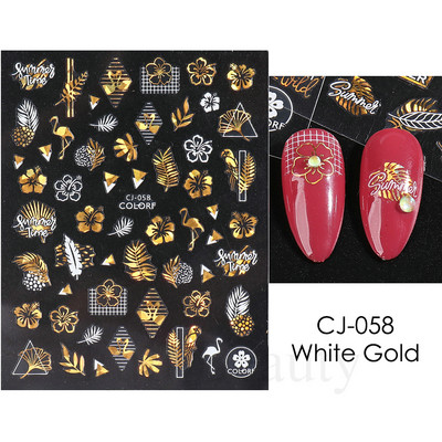 Τρισδιάστατα χρυσά μαύρα αυτοκόλλητα για νύχια Αυτοκόλλητα φύλλα λουλούδια Φοίνικας Γοργόνα Νύχια ψαριών Sliders Χαρτί μανικιούρ Διακοσμήσεις νυχιών TRCJ