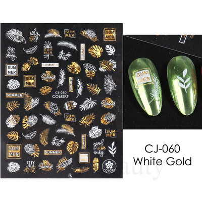 Τρισδιάστατα χρυσά μαύρα αυτοκόλλητα για νύχια Αυτοκόλλητα φύλλα λουλούδια Φοίνικας Γοργόνα Νύχια ψαριών Sliders Χαρτί μανικιούρ Διακοσμήσεις νυχιών TRCJ