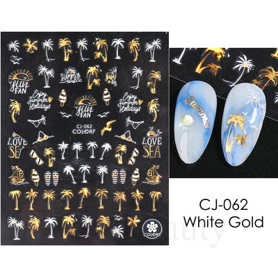 Τρισδιάστατα χρυσά μαύρα αυτοκόλλητα για νύχια Αυτοκόλλητα φύλλα λουλούδια Φοίνικας Γοργόνα Νύχια ψαριών Sliders Χαρτί μανικιούρ Διακοσμήσεις νυχιών TRCJ