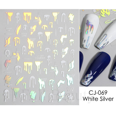 Τρισδιάστατα χρυσά μαύρα αυτοκόλλητα για νύχια Αυτοκόλλητα φύλλα λουλούδια Φοίνικας Γοργόνα Νύχια ψαριών Sliders Χαρτί μανικιούρ Διακοσμήσεις νυχιών TRCJ