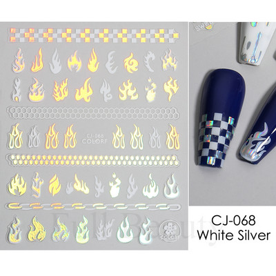 Τρισδιάστατα χρυσά μαύρα αυτοκόλλητα για νύχια Αυτοκόλλητα φύλλα λουλούδια Φοίνικας Γοργόνα Νύχια ψαριών Sliders Χαρτί μανικιούρ Διακοσμήσεις νυχιών TRCJ