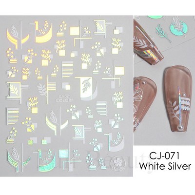 Τρισδιάστατα χρυσά μαύρα αυτοκόλλητα για νύχια Αυτοκόλλητα φύλλα λουλούδια Φοίνικας Γοργόνα Νύχια ψαριών Sliders Χαρτί μανικιούρ Διακοσμήσεις νυχιών TRCJ