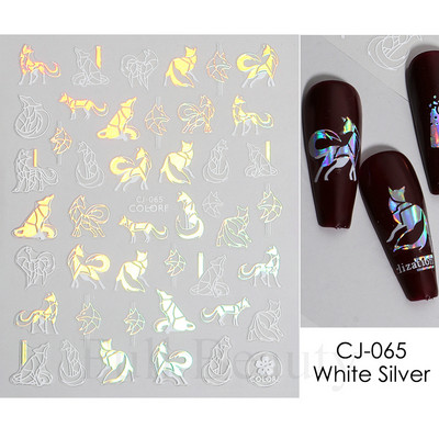 Τρισδιάστατα χρυσά μαύρα αυτοκόλλητα για νύχια Αυτοκόλλητα φύλλα λουλούδια Φοίνικας Γοργόνα Νύχια ψαριών Sliders Χαρτί μανικιούρ Διακοσμήσεις νυχιών TRCJ