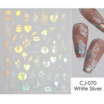 Τρισδιάστατα χρυσά μαύρα αυτοκόλλητα για νύχια Αυτοκόλλητα φύλλα λουλούδια Φοίνικας Γοργόνα Νύχια ψαριών Sliders Χαρτί μανικιούρ Διακοσμήσεις νυχιών TRCJ