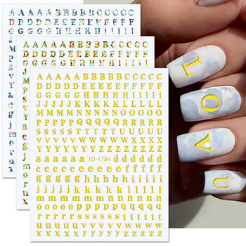 Стикери за нокти с холографски букви Laser 26 English Alphabet Nail Decals Самозалепващи се стикери за нокти Направи си сам декорация за нокти