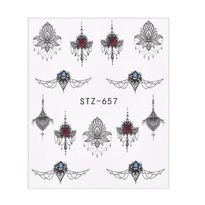 1/4 τμχ Αυτοκόλλητα νυχιών λουλουδιών Μωβ μαύρα αυτοκόλλητα νερού για νύχια Flower Line Watercolor Spring Manicure Decor Slider Nail Wraps