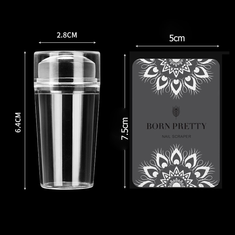 Прозрачен щамповач за нокти със скрепер Jelly Silicone Head Набор за щампи за нокти за френски нокти Комплекти за маникюр за печат Инструменти за ноктопластика