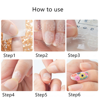 Αυτοκόλλητο 10 Φύλλων DIY Nail Tips Διαφανές αυτοκόλλητα αυτοκόλλητα διπλής όψης Jelly αδιάβροχη καρτέλα ψεύτικης κόλλας νυχιών