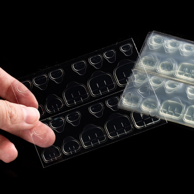 Αυτοκόλλητο 10 Φύλλων DIY Nail Tips Διαφανές αυτοκόλλητα αυτοκόλλητα διπλής όψης Jelly αδιάβροχη καρτέλα ψεύτικης κόλλας νυχιών