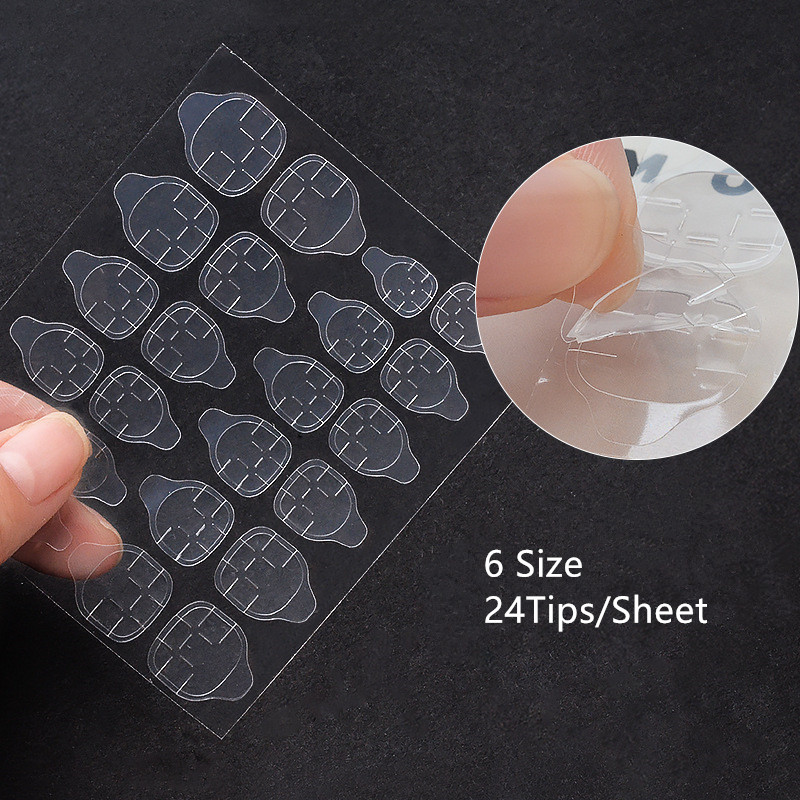 Αυτοκόλλητο 10 Φύλλων DIY Nail Tips Διαφανές αυτοκόλλητα αυτοκόλλητα διπλής όψης Jelly αδιάβροχη καρτέλα ψεύτικης κόλλας νυχιών