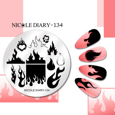 NICOLE DIARY Marble Blooming Nail Stamping Plate Leaf Flower Line Image Πρότυπα σφραγίδας νυχιών UV Gel Polish Plate Printing Tools