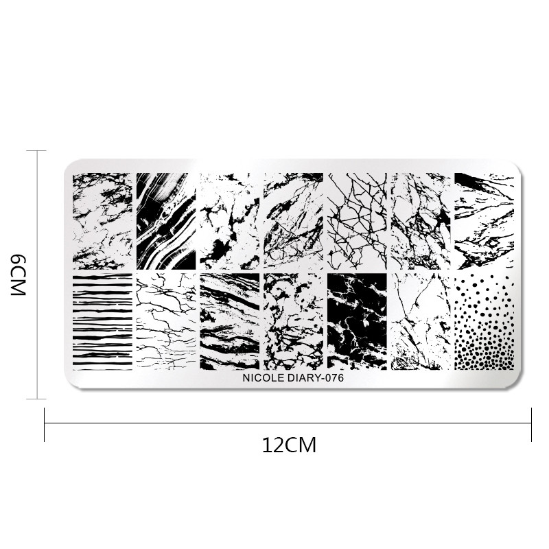 NICOLE DIARY Marble Blooming Nail Stamping Plate Leaf Flower Line Image Πρότυπα σφραγίδας νυχιών UV Gel Polish Plate Printing Tools