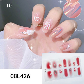 Блестящи/флорални стикери за нокти в корейски стил 14 съвета за обвивки за нокти Направи си сам стикери за нокти Дамски декорации за нокти Инструмент за маникюр