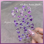 1 τμχ Μοναδικά αυτοκόλλητα νυχιών με κορδέλα 5D Aurora Holo Resemble Ballet Pearl Finger Decals Αυτοκόλλητα αυτοκόλλητα νυχιών 7*9