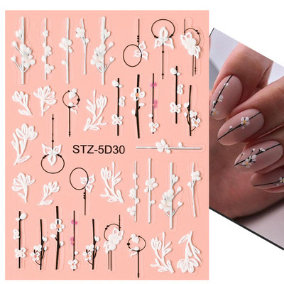 1 τμχ Μοναδικά αυτοκόλλητα νυχιών με κορδέλα 5D Aurora Holo Resemble Ballet Pearl Finger Decals Αυτοκόλλητα αυτοκόλλητα νυχιών 7*9