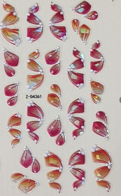 1 τμχ Μοναδικά αυτοκόλλητα νυχιών με κορδέλα 5D Aurora Holo Resemble Ballet Pearl Finger Decals Αυτοκόλλητα αυτοκόλλητα νυχιών 7*9