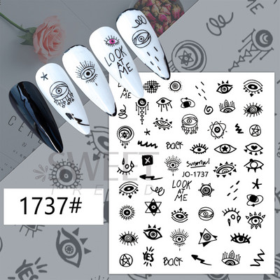 1τμχ Αυτοκόλλητα νυχιών Evil Eye Red Heart Χαριτωμένο σχέδιο Valentine Sliders για νύχια Διακόσμηση Αυτοκόλλητα 3D αυτοκόλλητο μανικιούρ SWSW-CS012