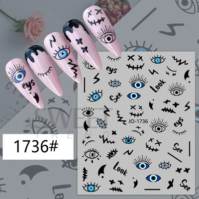 1τμχ Αυτοκόλλητα νυχιών Evil Eye Red Heart Χαριτωμένο σχέδιο Valentine Sliders για νύχια Διακόσμηση Αυτοκόλλητα 3D αυτοκόλλητο μανικιούρ SWSW-CS012