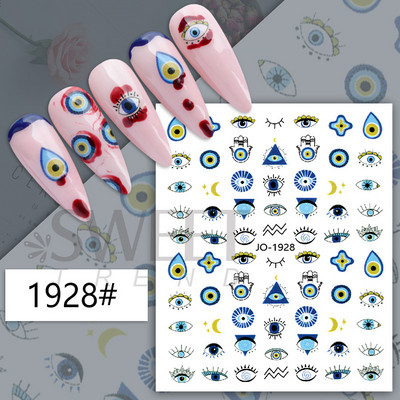 1τμχ Αυτοκόλλητα νυχιών Evil Eye Red Heart Χαριτωμένο σχέδιο Valentine Sliders για νύχια Διακόσμηση Αυτοκόλλητα 3D αυτοκόλλητο μανικιούρ SWSW-CS012