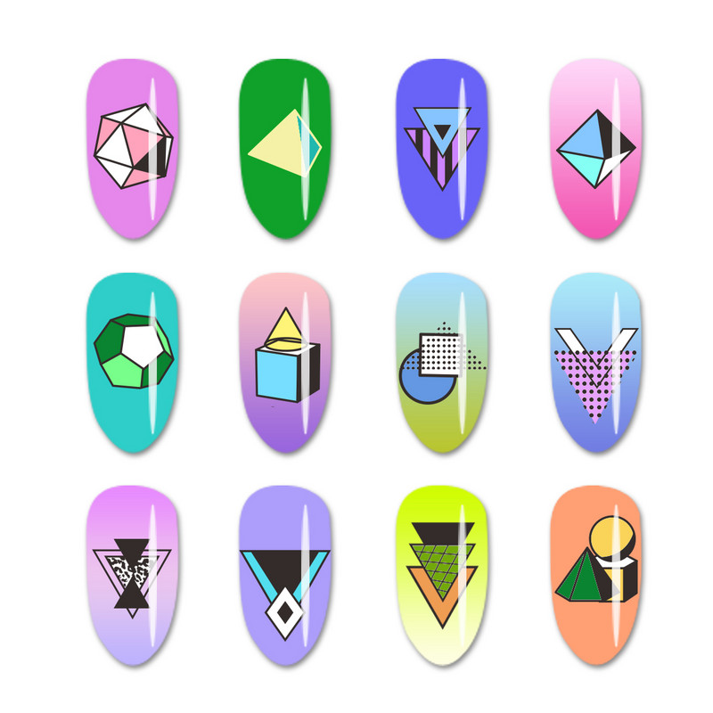 BeautyBigBang Πρότυπο σφραγίδας τέχνης νυχιών από ανοξείδωτο ατσάλι 042 Πλάκες σφράγισης νυχιών Γεωμετρία Κύβος μπάλα τριγωνικού κύκλου