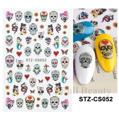 Χαριτωμένα χριστουγεννιάτικα συρόμενα τρισδιάστατο αυτοκόλλητο νυχιών καρτούν αρκουδάκι Σχέδια ζώων Λευκή νιφάδα χιονιού άλκες χειμερινή αυτοκόλλητη διακόσμηση LASTZ-CS189