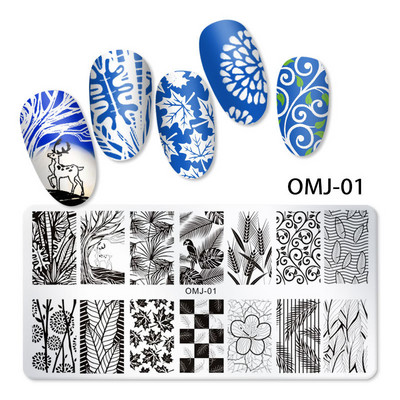 Leafs Flower Stripe Design Plate Stamping Abstract Lady Face Stamp Stamp Templates Leaf Floral Printing Stencil