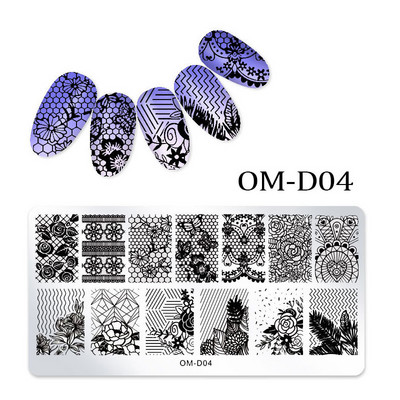 Leafs Flower Stripe Design Plate Stamping Abstract Lady Face Stamp Stamp Templates Leaf Floral Printing Stencil