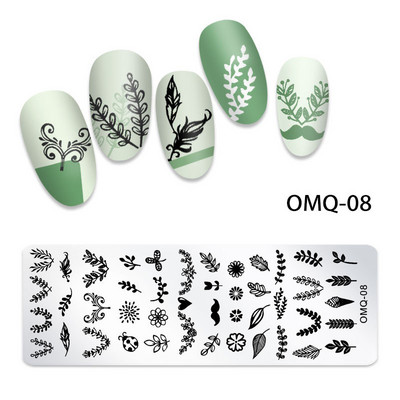Leafs Flower Stripe Design Plate Stamping Abstract Lady Face Stamp Stamp Templates Leaf Floral Printing Stencil