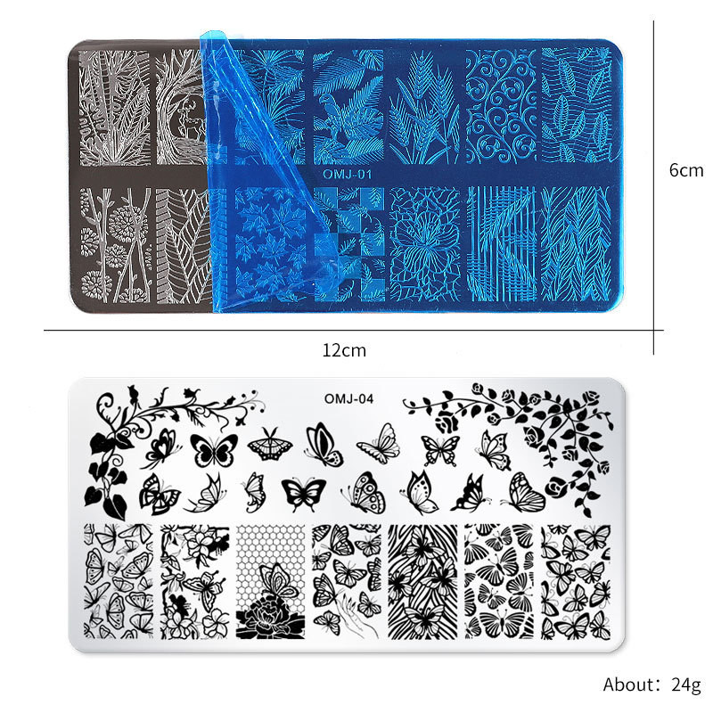 Leafs Flower Stripe Design Plate Stamping Abstract Lady Face Stamp Stamp Templates Leaf Floral Printing Stencil