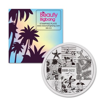 BeautyBigBang Плочи за щамповане на нокти Кръгли летни плодове Плажни плуващи ноктопластики Шаблон за щамповане Изображение на шаблон за дамски нокти